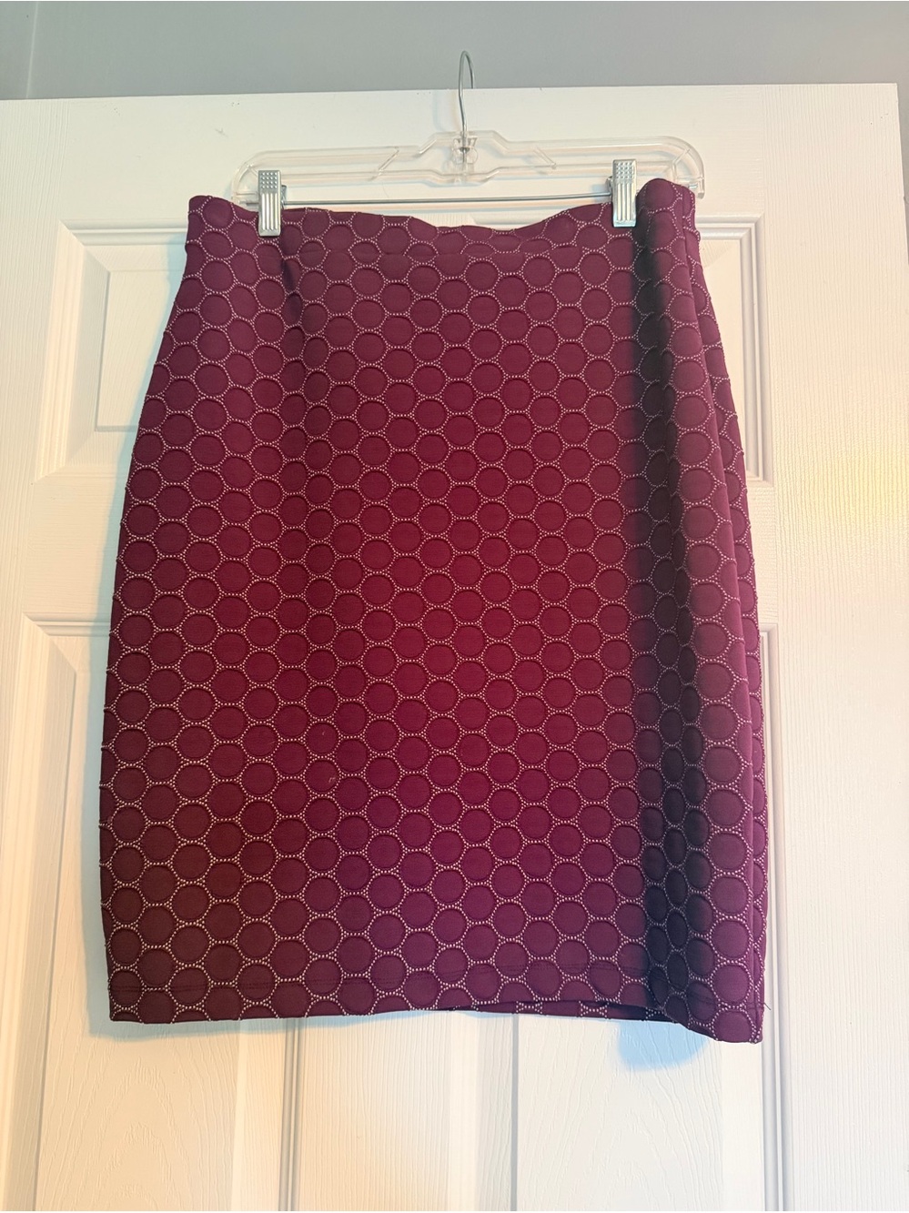 Leota Plum Circle-Textured Pencil Skirt